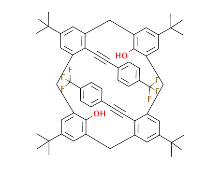 Molecular Structure of 943231-28-5 (5,11,17,23-tetra(tert-butyl)-25,27-dihydroxy-26,28-bis[p-(trifluoromethyl)phenylethynyl]calix[4]arene)