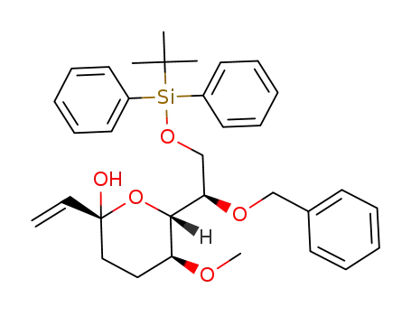 2H-Pyran-2-ol,
6-[(1R)-2-[[(1,1-dimethylethyl)diphenylsilyl]oxy]-1-(phenylmethoxy)ethyl]-
2-ethenyltetrahydro-5-methoxy-, (2S,5S,6S)-