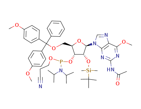 N-Acetyl-5'-O-(4,4-dimethoxytrityl)-2'-O-[(tert-butyl)dimethylsilyl]-6'-O-methylguanosine-3'-(2-cyanoethyl-N,N-diisopropyl)phosphoramidite
