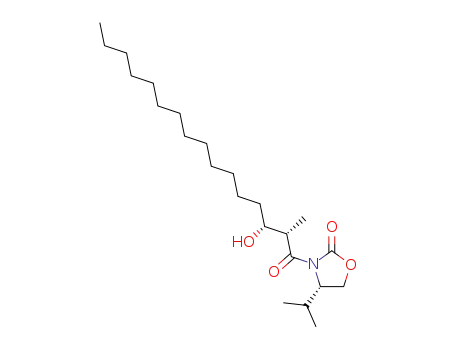 Molecular Structure of 452956-77-3 (N-(2S,3R,4'S)-(3-hydroxy-2-methylhexadecanoyl)-4'-isopropyl-3-propionyloxazolidin-2'-one)