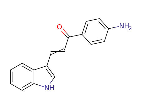 Molecular Structure of 1005931-04-3 ((2E)-1-(4-aminophenyl)-3-(1H-indol-3-yl)prop-2-en-1-one)