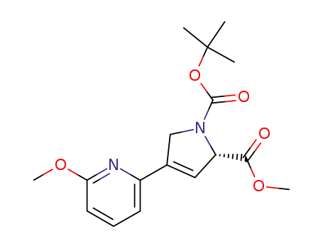 Molecular Structure of 835923-25-6 (1H-Pyrrole-1,2-dicarboxylic acid,
2,5-dihydro-4-(6-methoxy-2-pyridinyl)-, 1-(1,1-dimethylethyl) 2-methyl
ester, (2S)-)