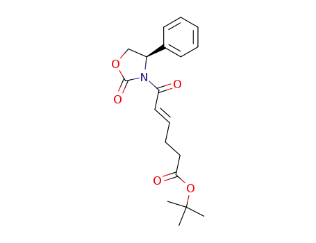 Molecular Structure of 600708-96-1 (4-Hexenoic acid, 6-oxo-6-[(4R)-2-oxo-4-phenyl-3-oxazolidinyl]-,
1,1-dimethylethyl ester, (4E)-)
