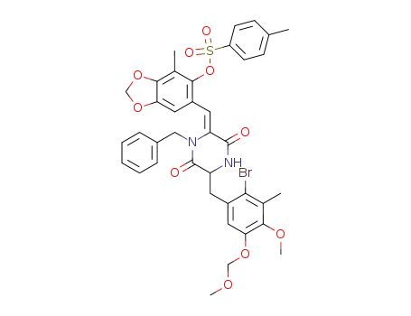 Toluene-4-sulfonic acid 6-[1-benzyl-5-(2-bromo-4-methoxy-5-methoxymethoxy-3-methyl-benzyl)-3,6-dioxo-piperazin-(2Z)-ylidenemethyl]-4-methyl-benzo[1,3]dioxol-5-yl ester