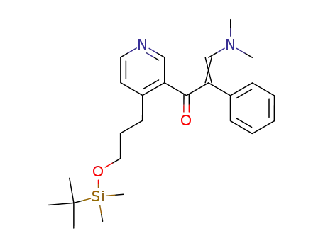 Molecular Structure of 489466-59-3 (2-Propen-1-one,
3-(dimethylamino)-1-[4-[3-[[(1,1-dimethylethyl)dimethylsilyl]oxy]propyl]-3-
pyridinyl]-2-phenyl-)