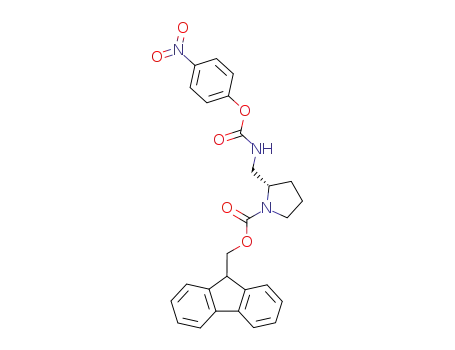 Molecular Structure of 391624-45-6 (1-Pyrrolidinecarboxylic acid,
2-[[[(4-nitrophenoxy)carbonyl]amino]methyl]-, 9H-fluoren-9-ylmethyl
ester, (2S)-)