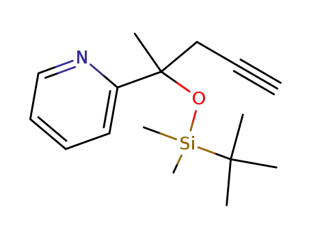 Molecular Structure of 500228-91-1 (Pyridine, 2-[1-[[(1,1-dimethylethyl)dimethylsilyl]oxy]-1-methyl-3-butynyl]-)