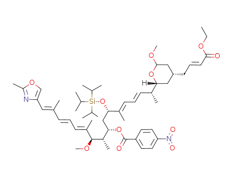 4-nitro-benzoic acid 1-{7-[4-(3-ethoxycarbonyl-allyl)-6-methoxy-tetrahydro-pyran-2-yl]-3-methyl-2-triisopropylsilanyloxy-octa-3,5-dienyl}-3-methoxy-2,4,8-trimethyl-9-(2-methyl-oxazol-4-yl)-nona-4,6,8-trienyl ester