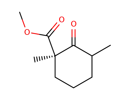 Molecular Structure of 84072-28-6 ((R)-1,3-Dimethyl-2-oxo-cyclohexanecarboxylic acid methyl ester)
