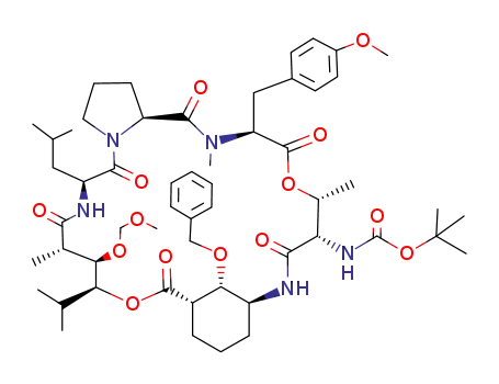 cyclo-[N-(tert-butyloxycarbonyl)-O-[[N-[(2S,3R,4S)-4-[(1S,2S,3S)-3-amino-2-benzyloxycyclohexanecarbonyl]oxy-3-(methoxymethoxy)-2,5-dimethylhexanoyl]-L-leucyl]-L-prolyl-N,O-dimethyl-L-tyrosyl]-L-threonyl]