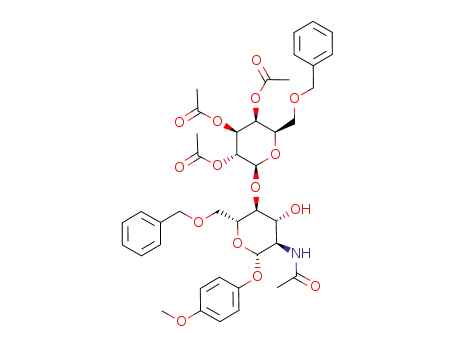 4-methoxyphenyl (2,3,4-tri-O-acetyl-6-O-benzyl-β-D-galactopyranosyl)-(1->4)-(2-acetamido-6-O-benzyl-2-deoxy-β-D-glucopyranoside)