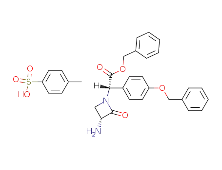 Molecular Structure of 68682-19-9 (Benzyl (+/-)-(αR<sup>*</sup>,3S<sup>*</sup>)-3-Amino-α-<p-(benzyloxy)phenyl>-2-oxo-1-azetidineacetate Hydrotosylate)