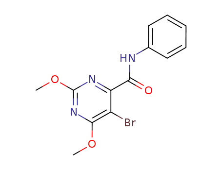 Molecular Structure of 155185-61-8 (5-Bromo-2,6-dimethoxy-pyrimidine-4-carboxylic acid phenylamide)