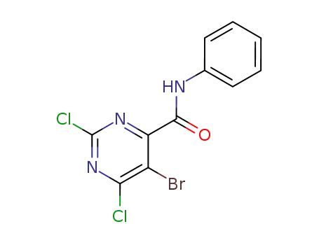 Molecular Structure of 155185-58-3 (5-Bromo-2,6-dichloro-pyrimidine-4-carboxylic acid phenylamide)