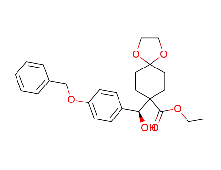 Molecular Structure of 182227-19-6 (8-[(S)-Hydroxy[4-(phenylMethoxy)phenyl]Methyl]-1,4-dioxaspiro[4.5]decane-8-carboxylic Acid Ethyl Ester)