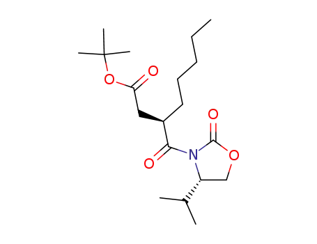 Molecular Structure of 147961-55-5 (3-(S)-(4-(S)-ISOPROPYL-2-OXO-OXAZOLIDINE-3-CARBONYL)-OCTANOIC ACID TERT-BUTYL ESTER)