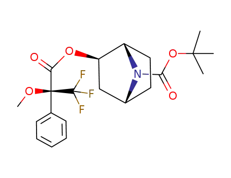 Molecular Structure of 154905-37-0 ((1S,2R,4R)-2-((S)-3,3,3-Trifluoro-2-methoxy-2-phenyl-propionyloxy)-7-aza-bicyclo[2.2.1]heptane-7-carboxylic acid tert-butyl ester)