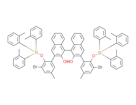 Molecular Structure of 148950-90-7 (3,3'-Bis-(3-bromo-5-methyl-2-tri-o-tolylsilanyloxy-phenyl)-[1,1']binaphthalenyl-2,2'-diol)