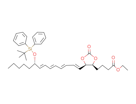 4-{(4S,5R)-5-[(1E,3E,5E,7E)-(S)-9-(tert-Butyl-diphenyl-silanyloxy)-tetradeca-1,3,5,7-tetraenyl]-2-oxo-[1,3]dioxolan-4-yl}-butyric acid ethyl ester