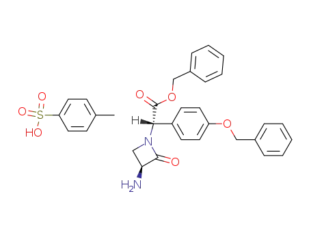 Molecular Structure of 68682-21-3 (Benzyl (+/-)-(αR<sup>*</sup>,3R<sup>*</sup>)-3-Amino-α-<p-(benzyloxy)phenyl>-2-oxo-1-azetidineacetate Hydrotosylate)