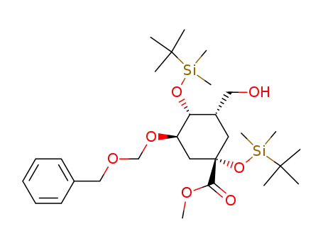 Methyl <1(S)-(1α,3β,4α,5α)>-3-<(benzyloxymethyl)oxy>-1,4-bis<<(1,1-dimethylethyl)dimethylsilyl>oxy>-5-(hydroxymethyl)cyclohexane-1-carboxylate