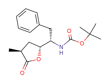 (3S,5R,1'S)-5-<1-<<(tert-butyloxy)carbonyl>amino>-2-phenylethyl>-3-methyldihydrofuran-2(3H)-one