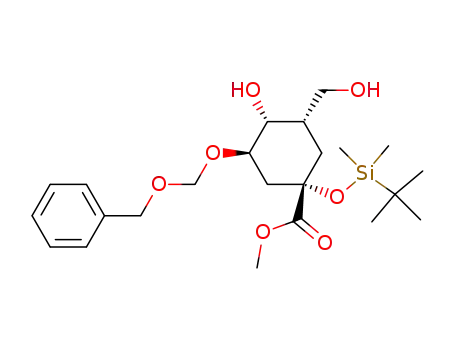 Methyl <1(S)-(1α,3β,4α,5α)>-3-<<(benzyloxy)methyl>oxy>-1-<<(1,1-dimethylethyl)dimethylsilyl>oxy>-4-hydroxy-5-(hydroxymethyl)-cyclohexane-1-carboxylate