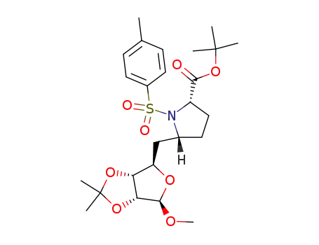 (2R)-cis-methyl <5-deoxy-5-<5-(1,1-dimethylethoxy)-carbonyl>-1-<(4-methylphenyl)sulfonyl>-2-pyrrolidinyl>-2,3-O-(1-methylethylidene)-β-D-ribofuranoside