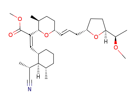 (E)-3-[(1R,2R,3S)-2-((R)-Cyano-methyl-methyl)-3-methyl-cyclohexyl]-2-((2S,3S,6R)-6-{(E)-3-[(2S,5S)-5-((R)-1-methoxy-ethyl)-tetrahydro-furan-2-yl]-propenyl}-3-methyl-tetrahydro-pyran-2-yl)-acrylic acid methyl ester