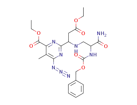 Ethyl 3-<4-Azido-6-(carboethoxy)-5-methylpyrimidin-2-yl>-3-<<2-<<(benzyloxy)carbonyl>amino>-2-carboxamidoethyl>amino>propionate