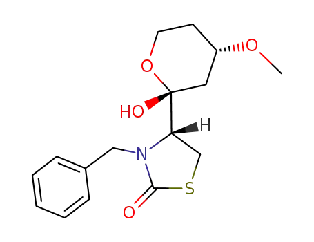 (R)-3-Benzyl-4-((2R,4S)-2-hydroxy-4-methoxy-tetrahydro-pyran-2-yl)-thiazolidin-2-one