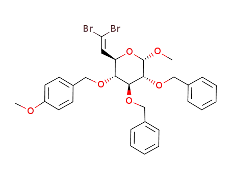 (2S,3R,4S,5R,6R)-3,4-Bis-benzyloxy-6-(2,2-dibromo-vinyl)-2-methoxy-5-(4-methoxy-benzyloxy)-tetrahydro-pyran