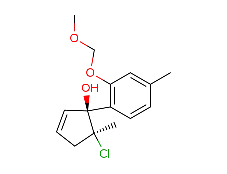 Molecular Structure of 63023-33-6 (2-Cyclopenten-1-ol,
5-chloro-1-[2-(methoxymethoxy)-4-methylphenyl]-5-methyl-, cis-)
