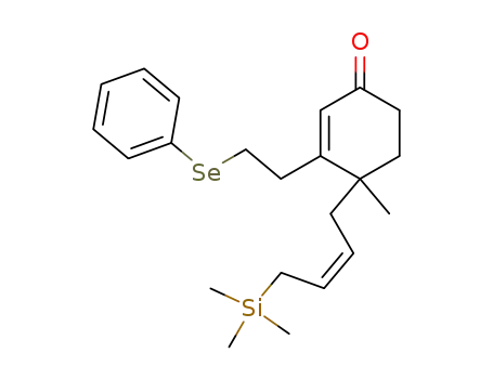 2-Cyclohexen-1-one,
4-methyl-3-[2-(phenylseleno)ethyl]-4-[4-(trimethylsilyl)-2-butenyl]-, (Z)-