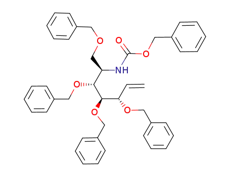 Molecular Structure of 104343-30-8 (1,2,6-trideoxy-6-<<(phenylmethoxy)carbonyl>amino>-3,4,5,7-tetrakis-O-(phenylmethyl)-D-gluco-hept-1-enitol)