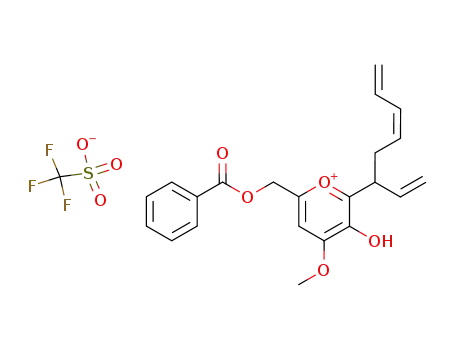 Trifluoro-methanesulfonate6-benzoyloxymethyl-3-hydroxy-4-methoxy-2-((Z)-1-vinyl-hexa-3,5-dienyl)-pyranylium;