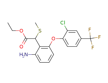 Molecular Structure of 1026509-54-5 ([2-Amino-6-(2-chloro-4-trifluoromethyl-phenoxy)-phenyl]-methylsulfanyl-acetic acid ethyl ester)