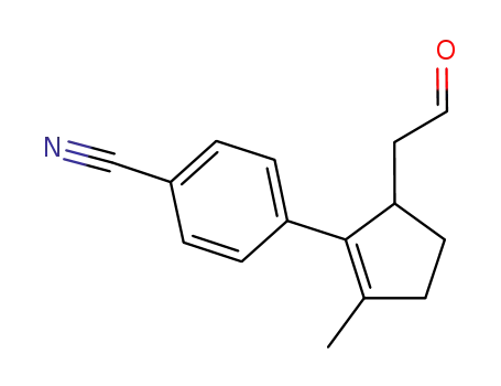 Molecular Structure of 628732-00-3 (Benzonitrile, 4-[2-methyl-5-(2-oxoethyl)-1-cyclopenten-1-yl]-)