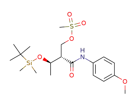 Molecular Structure of 141805-91-6 ((2S,3R)-3-<(tert-Butyldimethylsilyl)oxy>-2-<(methanesulfonyl)methyl>-N-(4-methoxyphenyl)butylamide)