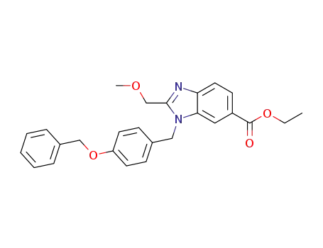 Molecular Structure of 193011-91-5 (1H-Benzimidazole-6-carboxylic acid,
2-(methoxymethyl)-1-[[4-(phenylmethoxy)phenyl]methyl]-, ethyl ester)