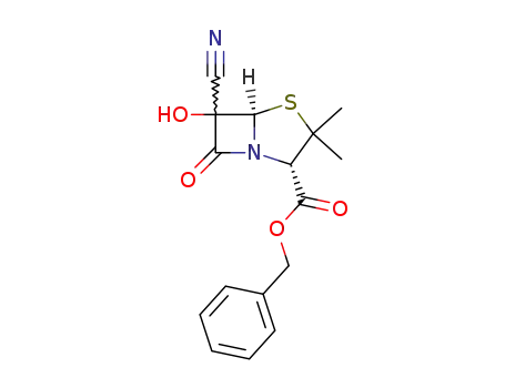 (5<i>R</i>)-6ξ-cyano-6ξ-hydroxy-3,3-dimethyl-7-oxo-(5<i>r</i><i>H</i>)-4-thia-1-aza-bicyclo[3.2.0]heptane-2<i>c</i>-carboxylic acid benzyl ester