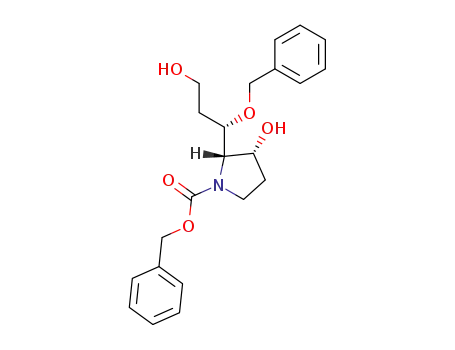 Molecular Structure of 143377-02-0 ((3S)-3-benzyloxy-3-<(2S,3R)-1-<(benzyloxy)carbonyl>-3-hydroxy-2-pyrrolidinyl>-1-propanol)