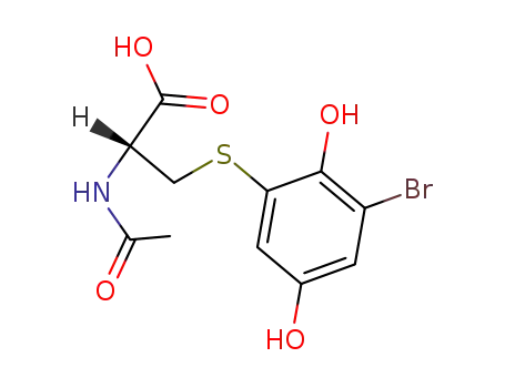 Molecular Structure of 126190-18-9 (2-bromo-6-(N-acetylcystein-S-yl)hydroquinone)