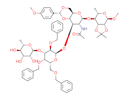 methyl 4-O-<2-acetamido-2-deoxy-4,6-O-(4-methoxybenzylidene)-3-O-<2,4,6-tri-O-benzyl-3-O-(α-L-rhamnopyranosyl)-α-D-galactopyranosyl>-β-D-glucopyranosyl>-2,3-O-isopropylidene-α-L-rhamonpyranoside