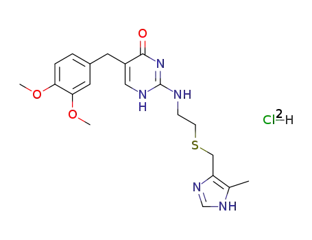 4(1H)-Pyrimidinone, 5-((3,4-dimethoxyphenyl)methyl)-2-((2-(((5-methyl-1H-imidazol-4-yl)methyl)thio)ethyl)amino)-, dihydrochloride