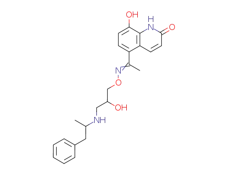 Molecular Structure of 93609-70-2 (8-Hydroxy-5-{1-[(Z)-2-hydroxy-3-(1-methyl-2-phenyl-ethylamino)-propoxyimino]-ethyl}-1H-quinolin-2-one)