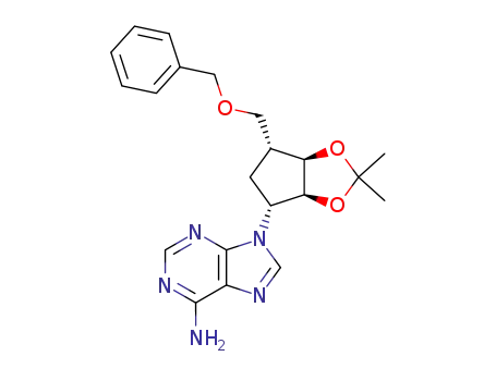 Molecular Structure of 100021-24-7 ((+/-)-(1β,2α,3α,4β)-1-(6-amino-9H-purin-9-yl)-2,3-(dimethylmethylenedioxy)-4-<(phenylmethoxy)methyl>cyclopentane)