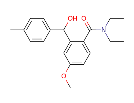 Molecular Structure of 83312-53-2 (N,N-Diethyl-2-(hydroxy-p-tolyl-methyl)-4-methoxy-benzamide)