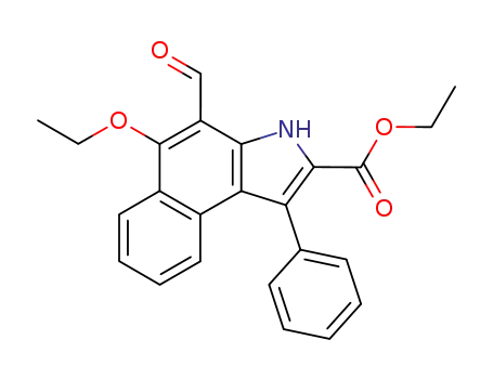 Molecular Structure of 89767-50-0 (3H-Benz[e]indole-2-carboxylic acid, 5-ethoxy-4-formyl-1-phenyl-, ethyl
ester)