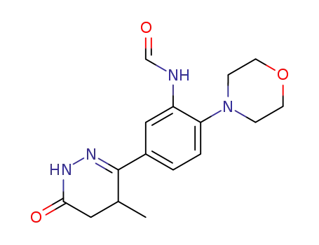 Molecular Structure of 103585-26-8 (Formamide,
N-[2-(4-morpholinyl)-5-(1,4,5,6-tetrahydro-4-methyl-6-oxo-3-pyridazinyl)
phenyl]-)